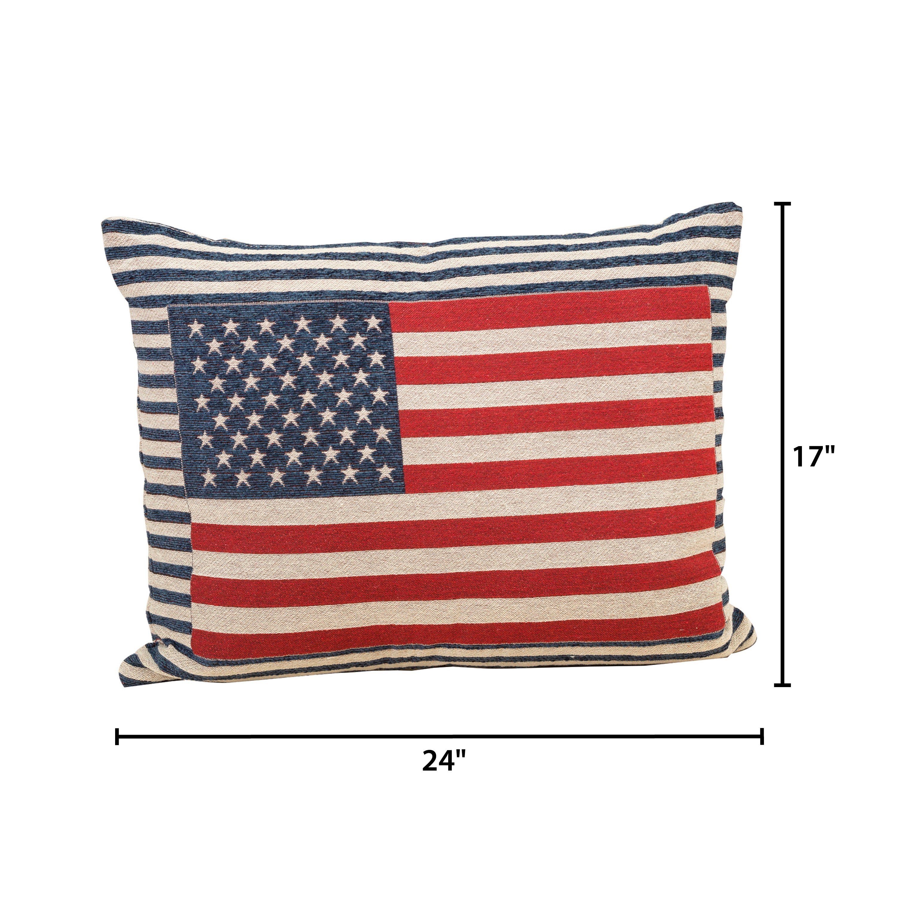 23.6 Inch Jacquard Patriotic Flag Throw Pillow